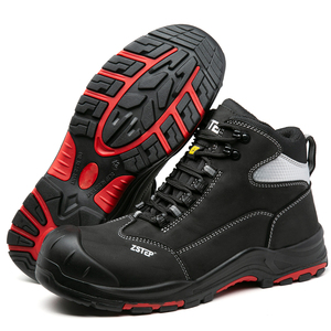Scarpe Antinfortunistiche Nere Leggere Traspiranti Impermeabili in Pelle con Puntale in Fibra di Vetro per Uomo da Lavoro e Suola in Gomma - Product Image 1