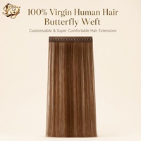 Extensions de cheveux naturels européens blonds de qualité supérieure, micro-liens, tissage papillon avec trous, tendance OEM/nouvelle