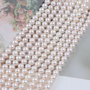 8-8.5mm White Round Cultured Fresh Water Pearl Natural Freshwater Loose Pearl Strand Beads For Jewelry Making