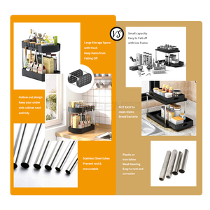 <strong>Under</strong> <strong>Bathroom</strong> <strong>Sink</strong> <strong>Storage</strong> 2 Tier Sliding Cabinet Basket White <strong>Under</strong> <strong>Sink</strong> Cabinet Organizer - Product Image 2