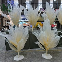 Dekorasi Meja Buatan Tangan yang Elegan, Bunga Organza Besar, Bunga Artifisial, Centerpiece Pernikahan untuk Acara Pesta