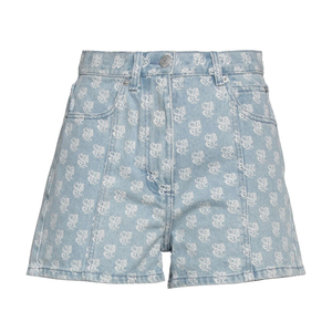 Shorts en jean brodés floraux style bohème pour femme, taille haute, en coton, déchirés, pour festival, plage ou tenue décontractée d'été - Product Image 1