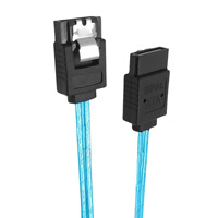 Kabel Data SATA 3.0 8-Pin High-Speed Transparan Biru Tembaga Murni untuk Hard Drive Sudut Kanan 6 Gbps