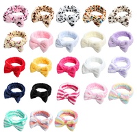 Serre-tête en tissu 3D style coréen, super doux, mignon, avec nœud blanc et noir, accessoires de coiffure en peluche pour femmes