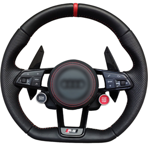 Volant en cuir véritable à fond plat avec bouton d'allumage rouge, modification intérieure pour <span class=keywords><strong>Audi</strong></span> A6 C8 A7 S6 RS6 Q5L FY - Product Image 2