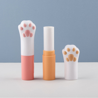 4g Tubes de bâton de brillant à lèvres de couleur rose en forme de griffe de chat mignon avec baguettes
