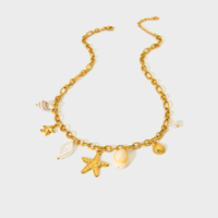 Étanche Océan Série Pendentif Bijoux En Acier Inoxydable Perle Shell Conque Étoile De Mer Charmes Collier pour Femmes