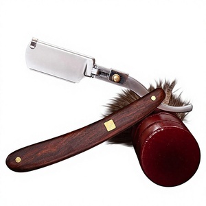 Navaja de Afeitar Recta con Mango de Madera para Hombre, con Hoja Única de Acero Inoxidable para Afeitar Cuerpo, Cara y Axilas, Uso en Barberías - Product Image 1