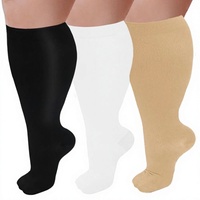 3 paires de chaussettes de compression grande taille pour mollets larges, extra larges, hauteur genou, tricotées, respirantes, pour le soutien de la circulation