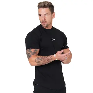 Мужская хлопковая футболка с коротким рукавом, облегающая черная футболка для фитнеса в стиле пэчворк, мужские брендовые футболки с изогнутым подолом для спортзала, топы