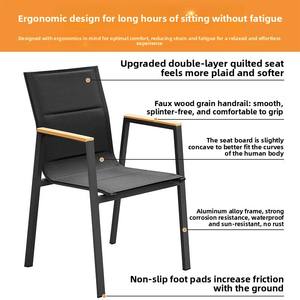 Table d'extérieur nordique en plastique et bois pour 4 personnes, idéale pour les boutiques de rue, les balcons et les jardins, avec cadre en alliage d'aluminium et toile en coton double couche. - Product Image 2