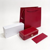 Étuis à stylos de luxe rouges personnalisés avec logo, ensemble complet d'emballage pour stylos avec sac cadeau, carte et certificat, boîte à stylos en plastique de luxe