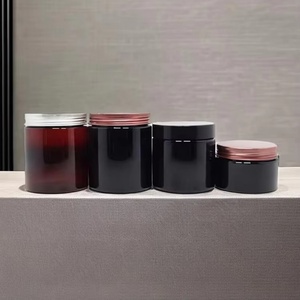 100ml 120ml 150ml 200ml 250ml Cosmetic Cream Hair Gel Food Container Amber <b>Plastic</b> <b>Jar</b> with Gold Aluminium Lid - Product Image 1