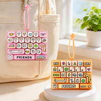 Jouet de décompression en plastique mignon style anime, porte-clés à 26 touches, ornements à suspendre pour sac d'enfant, petites décorations pendentifs