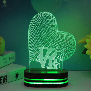 3d Lamp Night Light Heart Decoration <strong>Changing</strong> Led Light Touch Control Bedside Lamp - Product Image 4