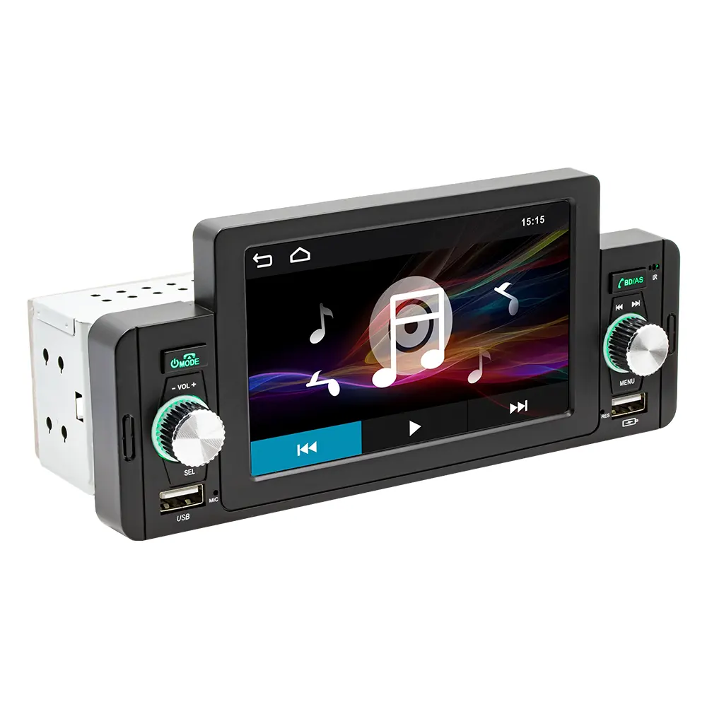 1Din Car Stereo 5" Touch Screen Video Multimedia RCA Audio Mirror Link BT 5.1 2USB Fast-charging FM Car Radio MP5 Player