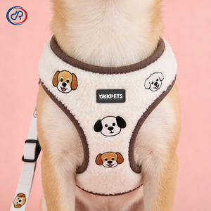 OKKPETS 高級刺繍入り犬用ハーネス カスタムデザイナー調整可能 ノープル ステップインハーネス 首輪 リードセット 犬用 - Product Image 3