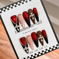 Nouvelles Faux Ongles Stiletto Longs pour l'Automne, Marron, Couverture Complète, French Manucure, Réutilisables, Haute Qualité, Vente en Gros