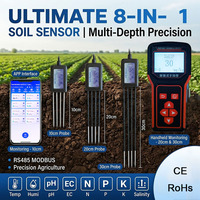 Capteur d'humidité du sol, NPK, EC, température, humidité, salinité, pH, RS485 MODBUS 8 en 1 avec système MQTT JSON pour l'irrigation des terres agricoles