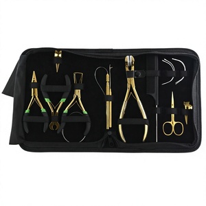 Hair Stylist Extensions Tool Kit Thread Tools Hair Parting Section Clips <b>Needles</b> Pulling Hook Loop Scissor Micro <b>Beads</b> Pliers - Product Image 1