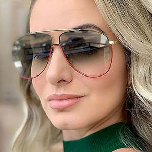 Gafas de Sol de Moda 2022 con Logotipo Personalizado, Montura Metálica, Lentes Degradadas, Protección UV400, Gafas de Sol Extra Grandes para Mujer - Product Image 1