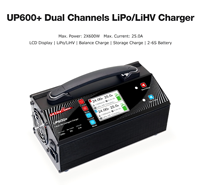 Chargeur rapide d'origine usine UP600+ 1200W 2*25A pour agriculture/UAV, 2-6S, pour accessoires de modèles d'avions de protection des plantes