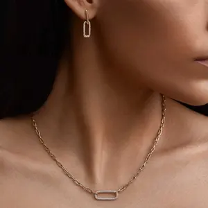 LOZRUNVE Jewelry Manufacturer Wholesale Gold Filled Double Link Chain Drop Earring 925 Silver