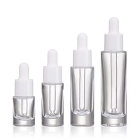 Flacon compte-gouttes en verre gris transparent de haute qualité, à fond épais et épaule plate, pour huiles essentielles et sérums de soin de la peau, 5ml-30ml, personnalisable