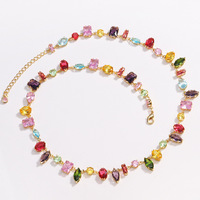 Collier en quartz synthétique coloré, zircon cubique coloré, pour femmes, luxe léger, niche haut de gamme, collier à perles, chaîne de clavicule