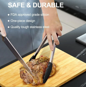Pinzas de cocina de acero inoxidable de silicona de grado alimenticio, juego de parrilla para barbacoa, respetuoso con el medio ambiente - Product Image 4