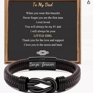 Pulsera de Cuero Trenzado Negro y Marrón con Cierre Magnético de Acero Inoxidable Grabado y Caja de Regalo para Hombre, Papá, Esposo, <span class=keywords><strong>Hermano</strong></span> - Product Image 1