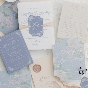 Elegante Juego de Invitaciones de Boda en Papel Offset con Impresión Digital, Diseño Floral en Relieve y Sobres Verdes para Ocasiones Formales - Product Image 3