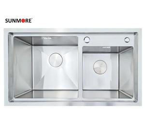 Évier de cuisine double en acier inoxydable 304, à poser sur le plan, antirouille, qualité commerciale, prêt à l'exportation - Product Image 1