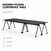 Table de formation de bureau moderne, mobile, à plateau rabattable, pliable, pour conférence, connectable, emboîtable, pour salon professionnel, avec crochets dissimulés, installation rapide, en acier