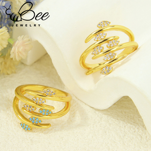<b>Italian</b> Gold Color Jewelry Rings 21k Gold Plated Dubai Cubic Zircon Ring Hawaiia Women Event Party Daily Wear Jewelry - Product Image 6