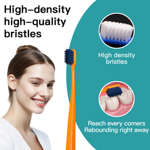 Brosse à dents personnalisée de haute qualité économique portable pratique Offre Spéciale adulte manche en caoutchouc souple avec grand <span class=keywords><strong>espace</strong></span> pour l'impression - Product Image 3
