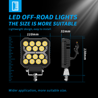 Luz de Trabajo LED Espumoso de 4 Pulgadas y 12V, Luz Estroboscópica con Haz de Luz Amarillo, DRL para Camioneta, Barco, 4x4, ATV, SUV, Coche, Todoterreno, Faro Auxiliar