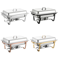 Plat à chafing rectangulaire en acier inoxydable 11L, chauffe-plats de buffet avec brûleur à alcool pour hôtels, restaurants et événements