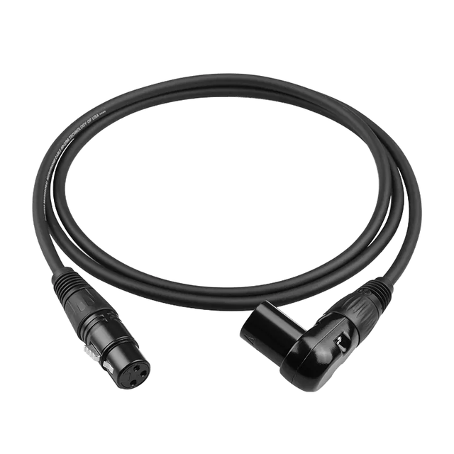 Dual Shielded Nickel-Plated 90-Degree Right Angle XLR 3PIN Male to Female Balanced Audio Professional Grade Microphone Cable