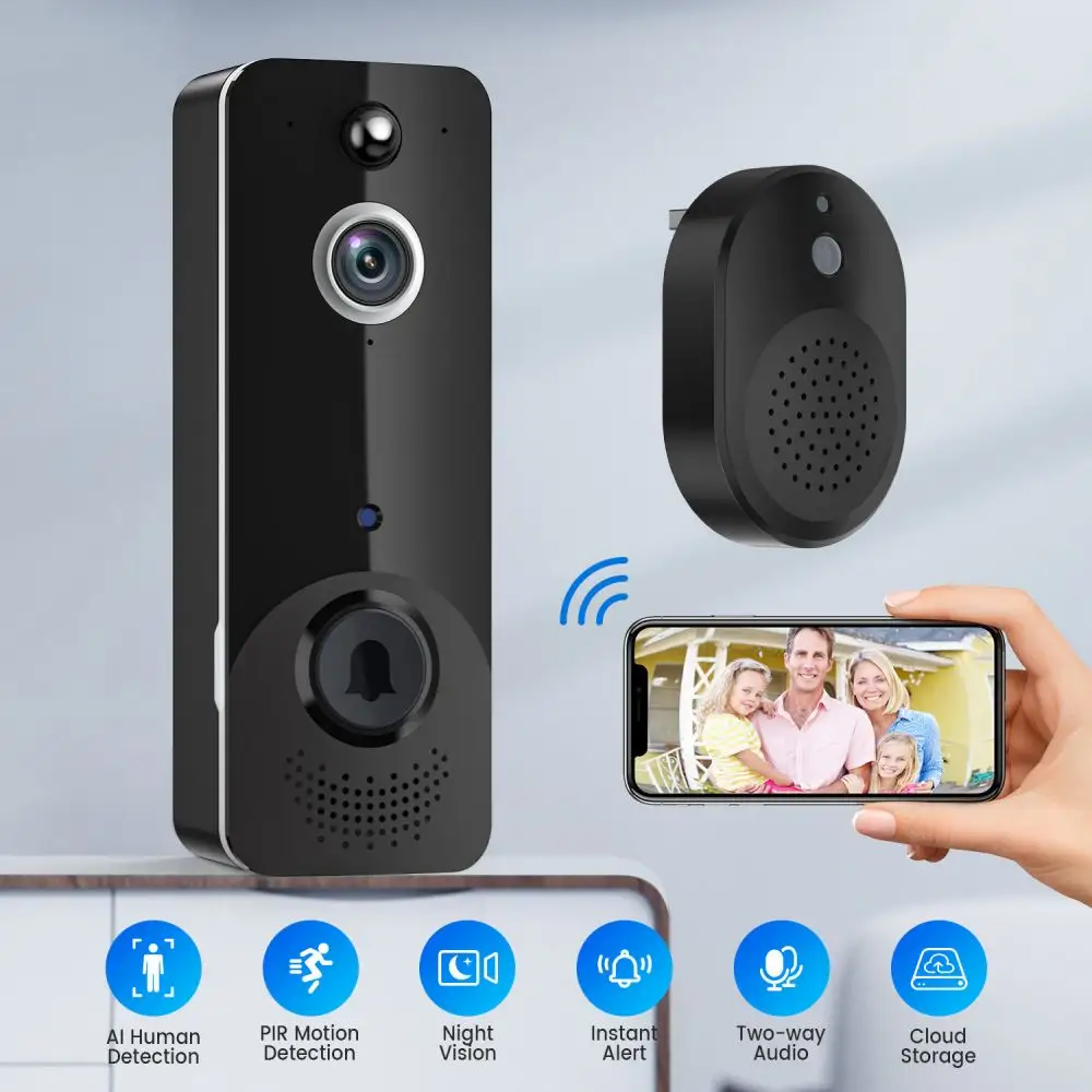 Campanello video senza fili wifi citofono HD video motion app avvisa senza fili smart ring porta camera