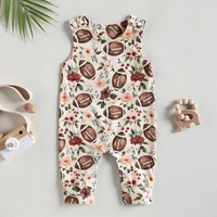 Expédition directe depuis les États-Unis SR0540 Articles en vrac prêts à expédier Combinaison sans manches à imprimé rayé style baseball Vêtements pour bébé mode boutique western