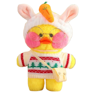 <span class=keywords><strong>LALAFANFAN</strong></span> Adorable Peluche de Noël Douce avec Vêtements Amovibles à Oreilles de Lapin, Remplie de Coton PP, Superbe Jouet Canard, Cadeau Idéal pour Enfants - Product Image 1