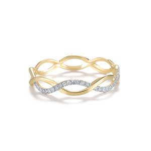 Anillo Apilable de Oro 10K con Diamantes Infinitos Trenzados, Banda Entrelazada de Media Eternidad con Micro Pavé para Joyería de Boda Femenina - Product Image 1