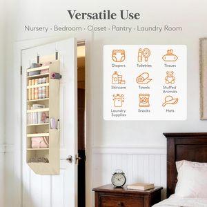 Organisateur à suspendre sur la porte, 9 poches, beige, tissu non tissé, rangement pour bébé, pour chambre de bébé - Product Image 4
