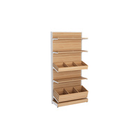 Supermarkt multi-laagse metalen houten bulkvoedsel displaystandaard, duurzaam voor gedroogd fruit, snoep, snacks en levensmiddelen.
