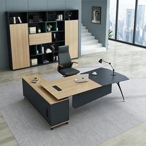 Bureau de direction moderne en bois avec armoire, <span class=keywords><strong>table</strong></span> d'ordinateur pour bureau à domicile - Product Image 1