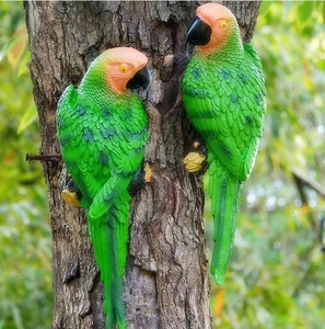 Harz Papagei <span class=keywords><strong>Outdoor</strong></span> Bar Dekor, große realistische Papagei Statuen für lebensechte Vogel Skulpturen Garten Figur Tier Baum Wand - Product Image 3