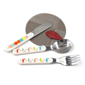 Ensemble de <span class=keywords><strong>couverts</strong></span> en acier inoxydable avec poignée d'impression de dessin animé, vaisselle, cuillère et fourchette pour enfants - Product Image 4