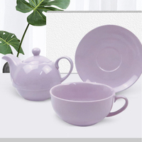 Service à thé/café individuel en céramique émaillée au design épuré, idéal pour le thé de l'après-midi