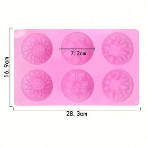 Molde Ecológico de Silicona con 6 Cavidades de Diferentes Formas de Flores para Hacer Velas, Jabones y Resina, Libre de BPA, OEM/ODM - Product Image 2
